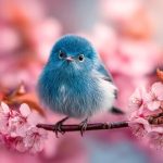 adorable-blue-bird-perched-on-a-cherry-blossom-branch-in-springtime-photo